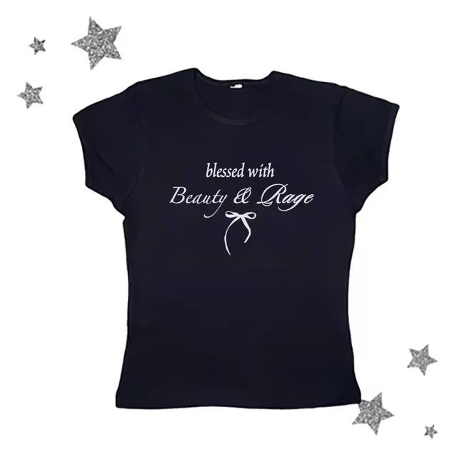 Sexy Navel T shirt Letter Print Casual All matching Tops Black - Shop at LoveMi