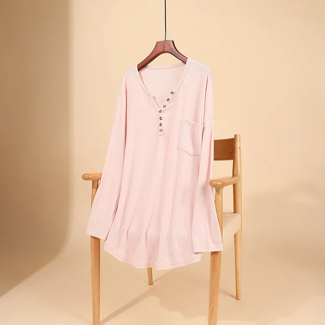 Early Spring Versatile New Loose V neck Pure Color Slimming Bottoming Shirt Pink - Shop at LoveMi