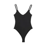 French Casual Slim V-neck Nylon Sleeveless Jumpsuit - Black