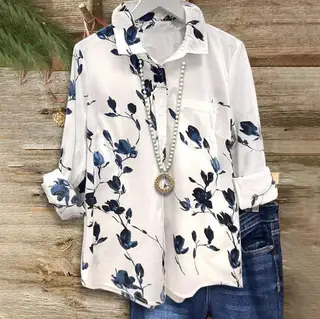 Printed Shirt Women's Long-sleeve Blouse - View 1