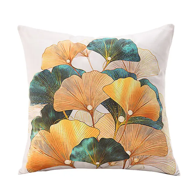Short Plush Ginkgo Leaf Pillow Cover Style 2 - Shop at LoveMi
