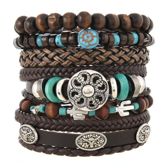 Bullhead Hand woven Multi layer Elastic String Men's Bracelet Sunflower - Shop at LoveMi