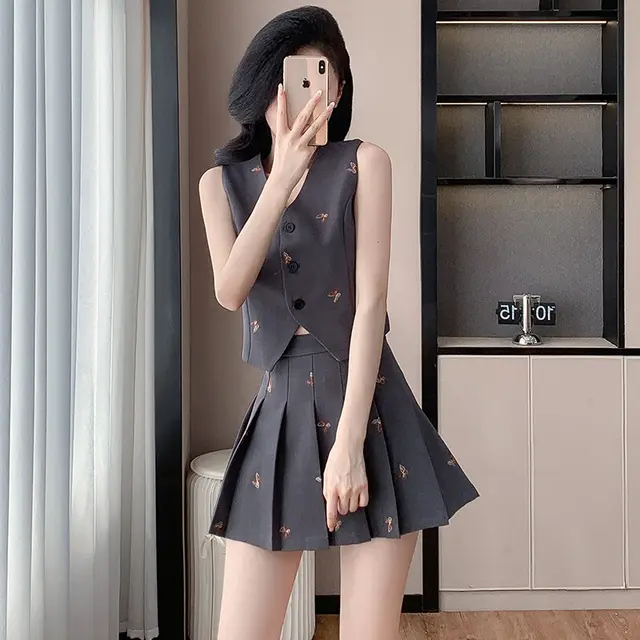 Women's Embroidered Suit Jacket Vest Skirt Coat - Shop at LoveMi