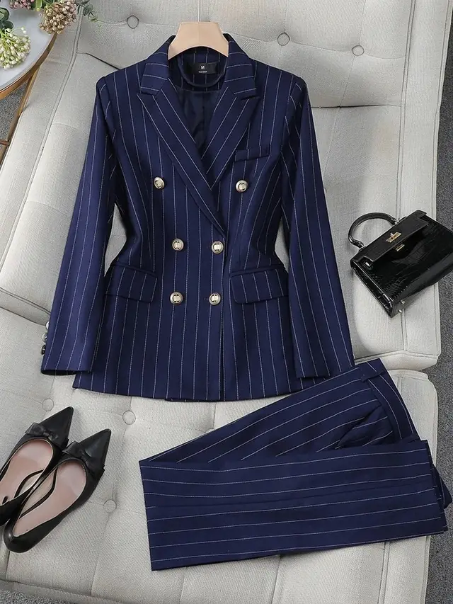 Fashion Office Lady Formal Pants Suit Blue Trousers Suit - Shop at LoveMi