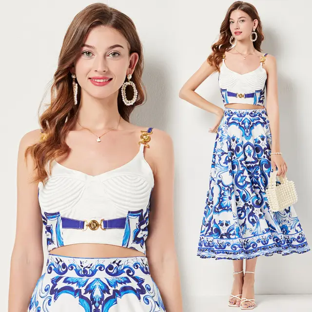 Sling Top And Skirt Suit Blue - Shop at LoveMi