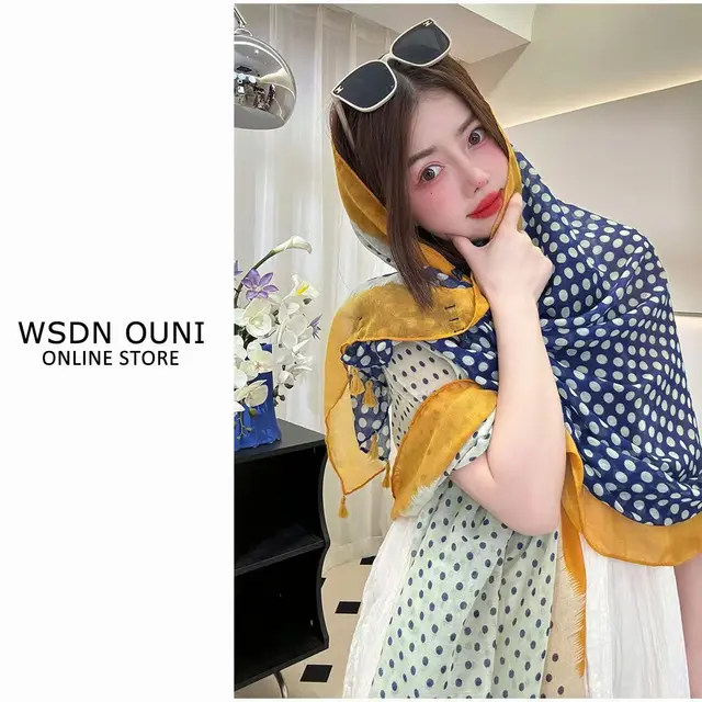 Popular Ethnic Style Shawl Summer Travel Wear Retro Buckle Sun Protection Coat Blue And Yellow Polka Dot - Shop at LoveMi