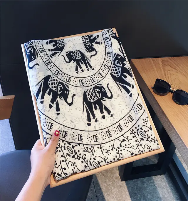 Cotton And Linen Ethnic Style Fake Sunscreen Scarf Elephant - Shop at LoveMi