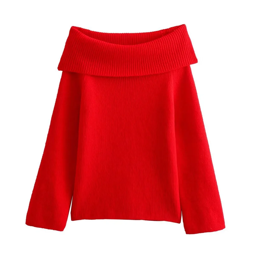 Fashionable All-match Backless Knitted Lace Top - Red - View 1