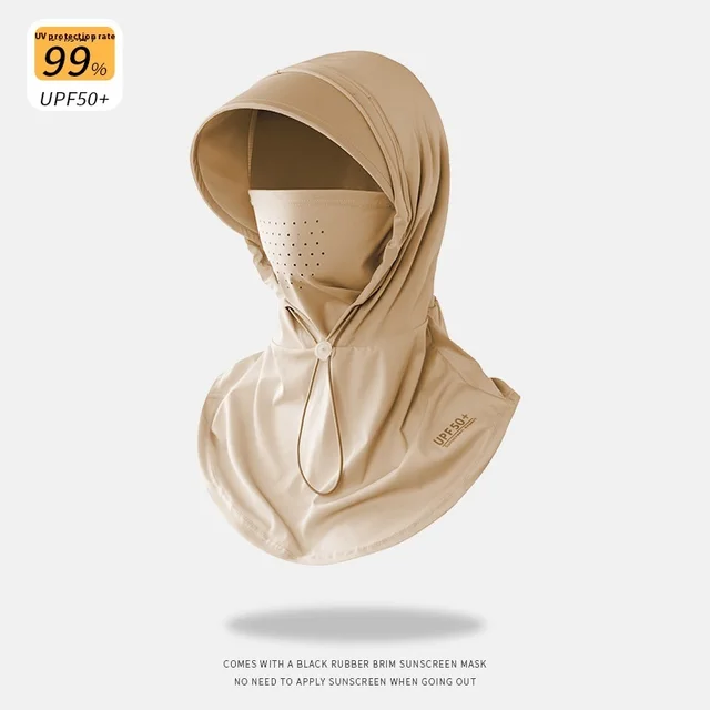 Cycling Sun Mask Hat Integrated Neck Protection For Women Summer Khaki Suit - Shop at LoveMi