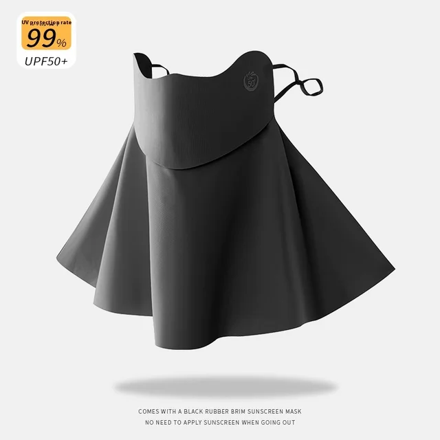 Summer Ice Silk Seamless Mask Riding Sunshade Face Mask Neck Protection Facekini Cloud Black - Shop at LoveMi