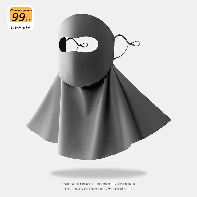 Summer Ice Silk Seamless Mask Riding Sunshade Face Mask Neck Protection Facekini Dark Gray - Shop at LoveMi