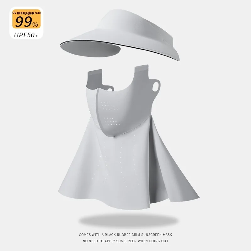Air Top Sun Hat Women's UV Protection Summer Face Mask Face Mask Elegant Gray Neck Protection - Shop at LoveMi