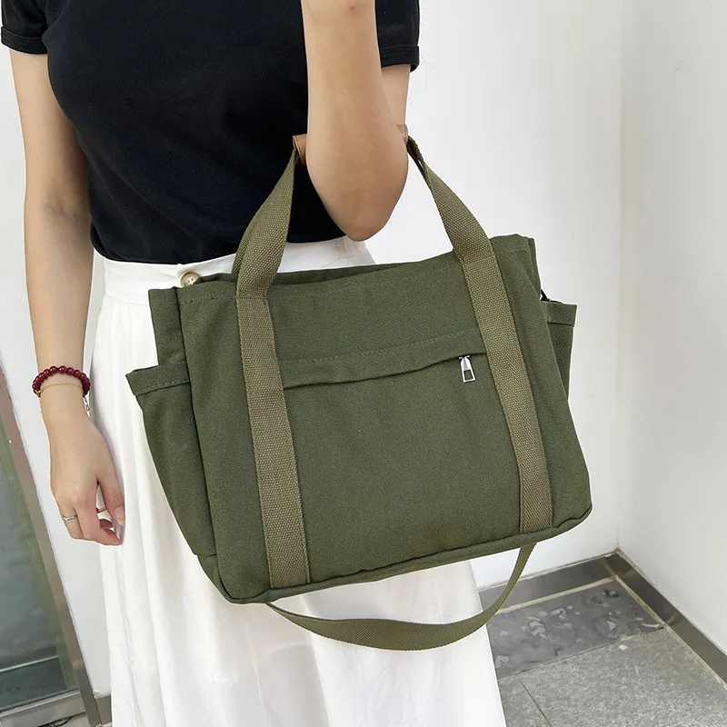 Large Capacity Tote Canvas Bag Women Green - Shop at LoveMi