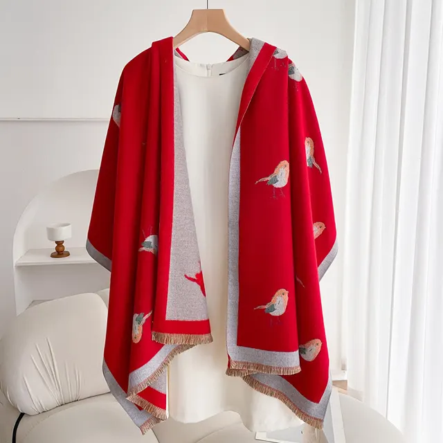 Warm Scarf Fashionable Outerwear Sweet Cute Double sided Shawl Magpie - Shop at LoveMi