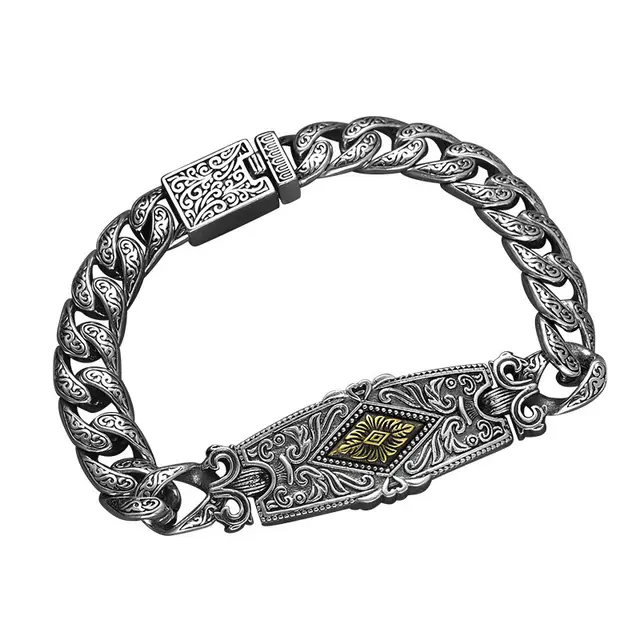 New Men's Baidu Power Style Personalized Retro Hip Hop Bracelet 22Cm - Shop at LoveMi