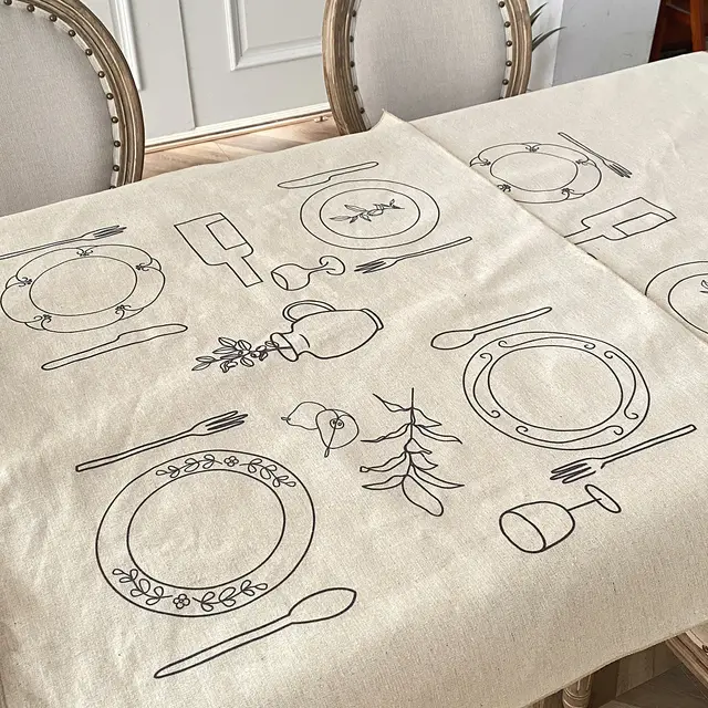 Creative Tablecloth Ins Style Personalized Line Drawing Tablecloth Four Plates Tablecloth - Shop at LoveMi