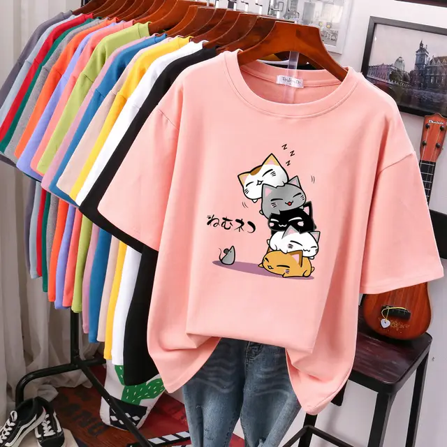 New Summer Slimming Plus Size Loose Half Sleeve V neck Western Style Top Pink - Shop at LoveMi