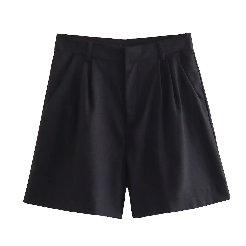 Women's Waistcoat Vest Linen Blended Casual Shorts Suit Women - Black Shorts