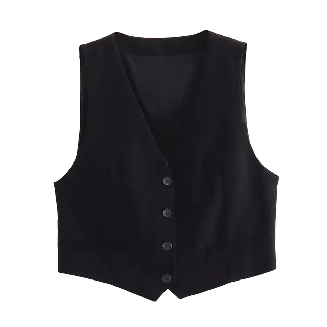 Women's Waistcoat Vest Linen Blended Casual Shorts Suit Women Black Vest - Shop at LoveMi