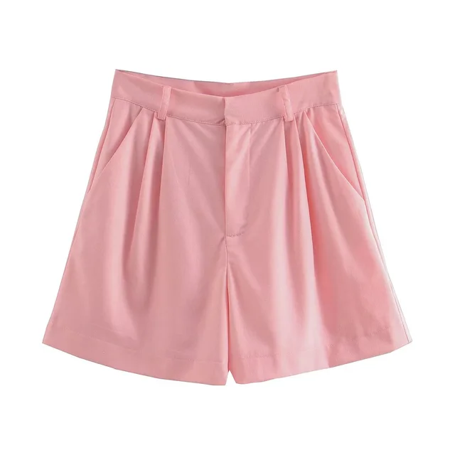Women's Waistcoat Vest Linen Blended Casual Shorts Suit Women Pink Shorts - Shop at LoveMi