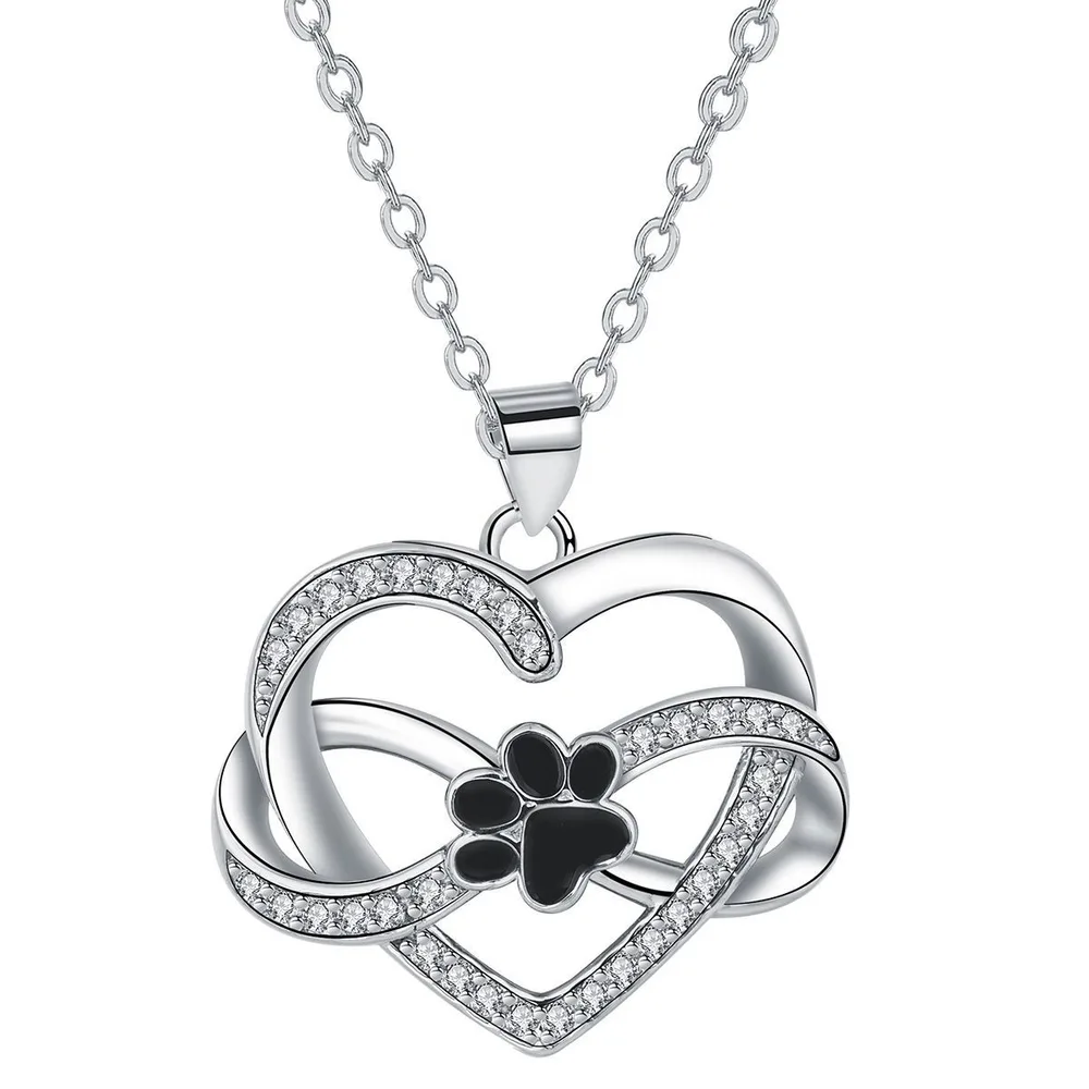 New Infinite Symbol Love Paw Print Necklace For Women White Gold Color - Shop at LoveMi