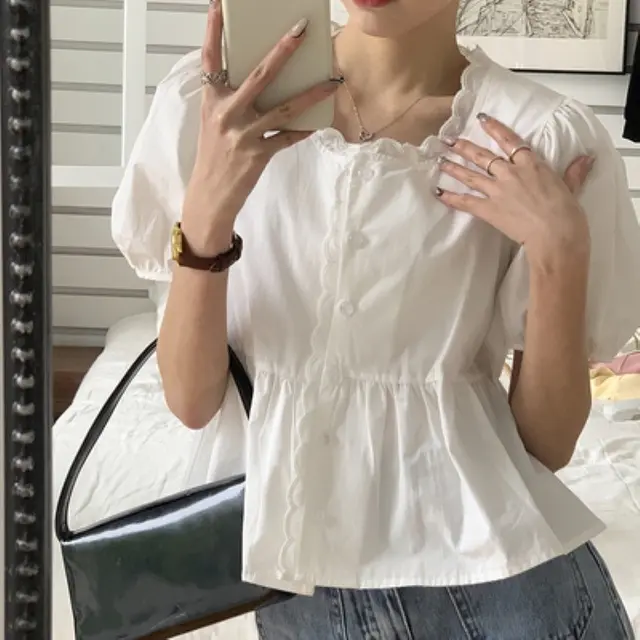Puff Sleeve Shirt Summer Women's Clothing White - Shop at LoveMi