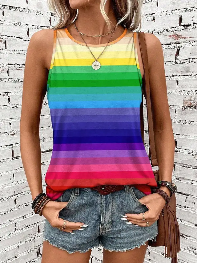 Women's Geometric Striped Garden Collar Vest Wn11Wn11Zn241023Y020 - Shop at LoveMi