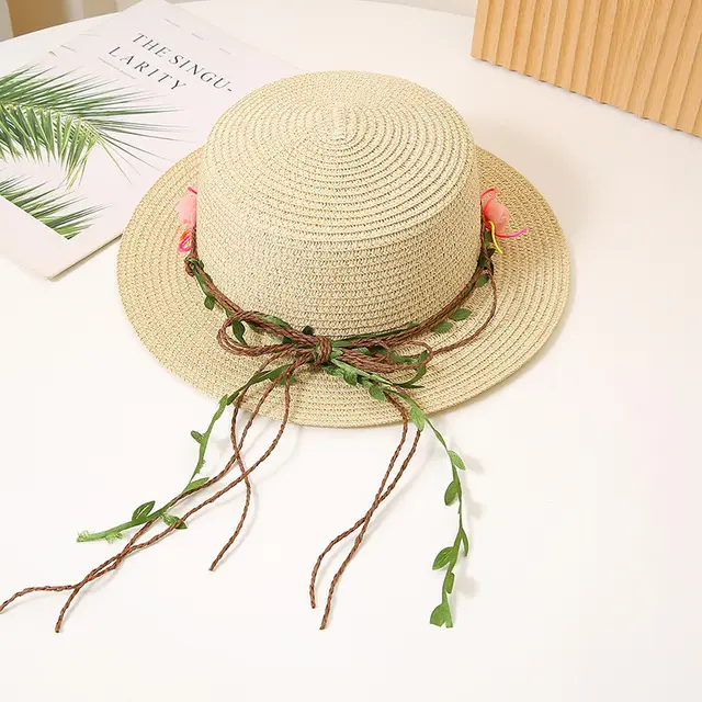 Women's Flat Straw Hat Sun Protection Hat Sun proof Western Style Beach Hat Beige - Shop at LoveMi