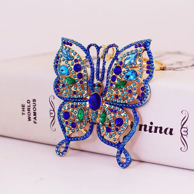 Metal Rhinestone Butterfly Keychain Small Pendant Color 4 - Shop at LoveMi