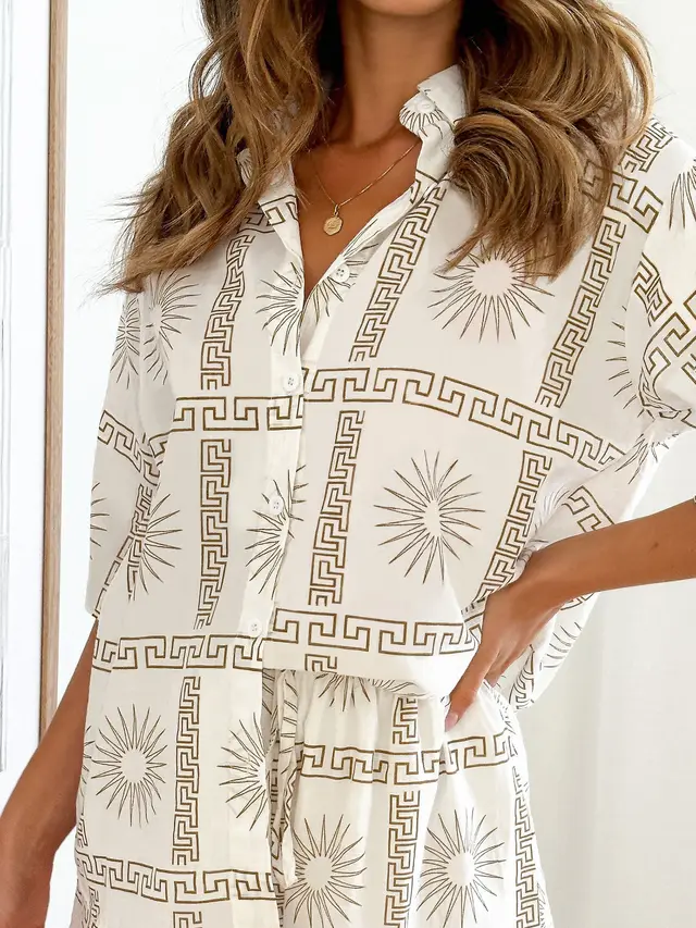 New Loose Casual And Comfortable Women's Short sleeved Shorts Shirt Two piece Set G57Z269 - Shop at LoveMi