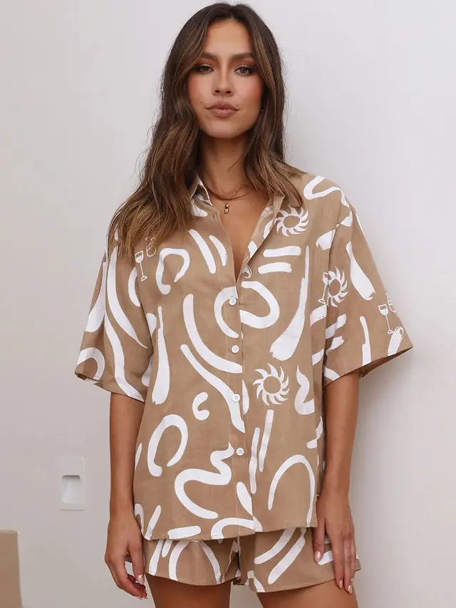 New Loose Casual And Comfortable Women's Short sleeved Shorts Shirt Two piece Set G57Z289 - Shop at LoveMi