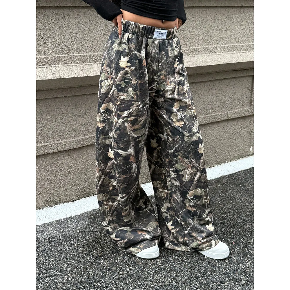 Comfortable Loose High Waist Wide-leg Pants Ins Fashion - Branch Pattern 1