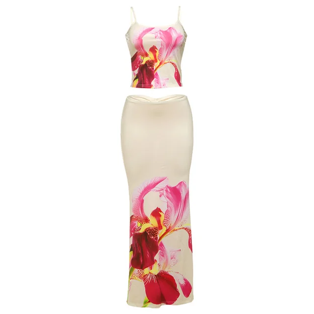 Fashion Personality Street Leisure Vacation Chest Slimming Sleeveless Slip Dress Set Women Yellow - Shop at LoveMi