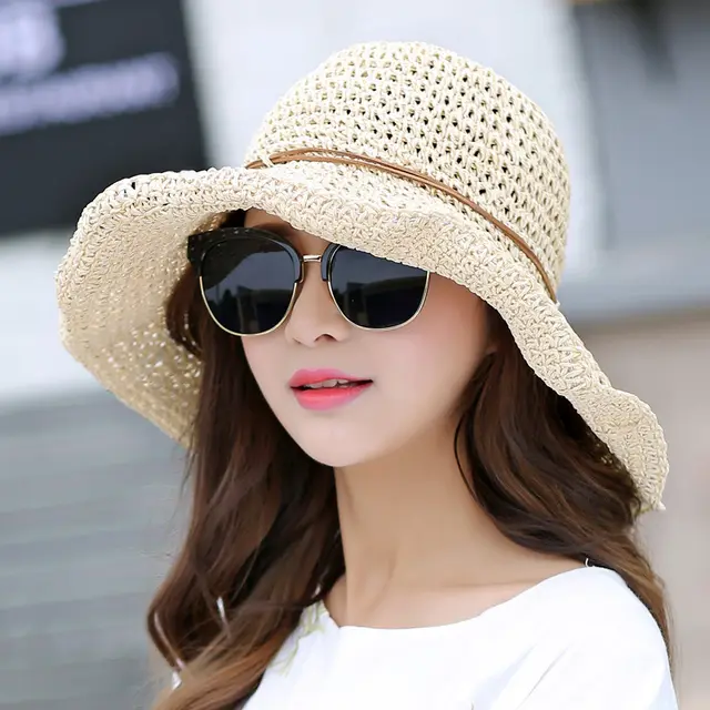 Women's Fresh Hand woven Japanese Foldable Straw Hat Beige - Shop at LoveMi