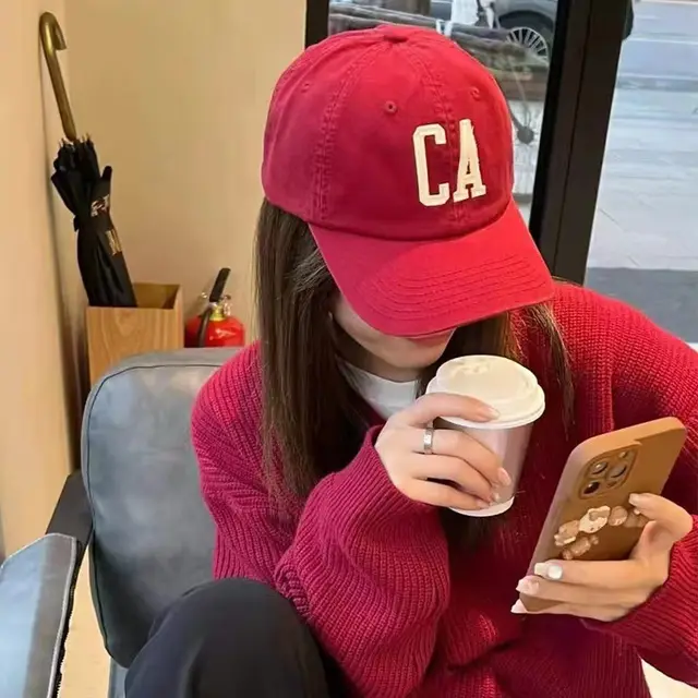 Hat Spring And Summer All match Street Fashion Baseball Cap Ca Wine Red - Shop at LoveMi