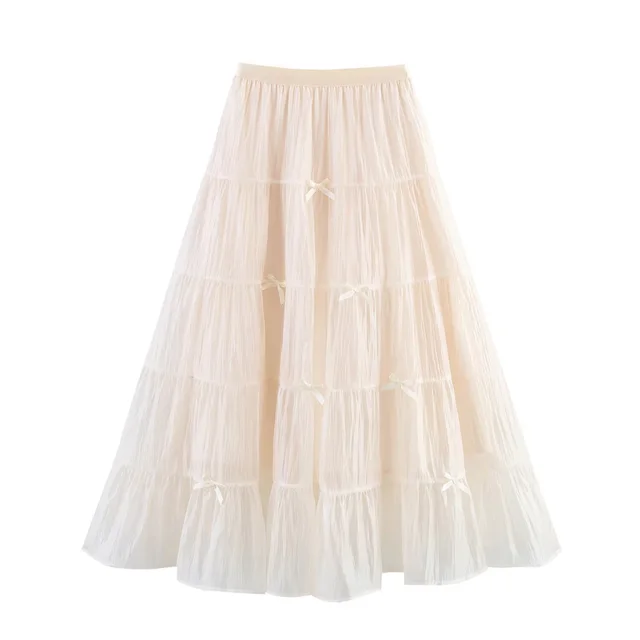 Three dimensional Bow Fairy Multi layer Gauze Gauze Skirt Cake Dress Pink - Shop at LoveMi
