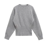 Women's Autumn And Winter Ribbed Woven O-neck Short Knitted Long Sleeve Sweater - Picture Color-M