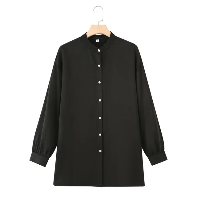 Long Sleeve Shirt Loose Wide Leg Pants Casual Two piece Suit Black Top - Shop at LoveMi