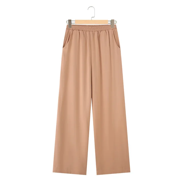 Long Sleeve Shirt Loose Wide Leg Pants Casual Two piece Suit Orange Pink Pants - Shop at LoveMi