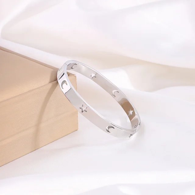 Fashion Titanium Steel Women's Bracelet Does Not Fade Ornament 14 Silver Moon Star - Shop at LoveMi