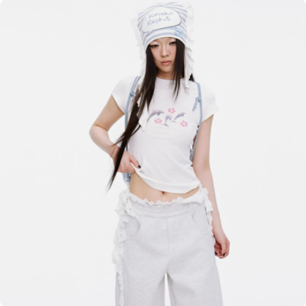 Comfortable And Versatile Casual New Shoulder Short T-shirt For Women - White