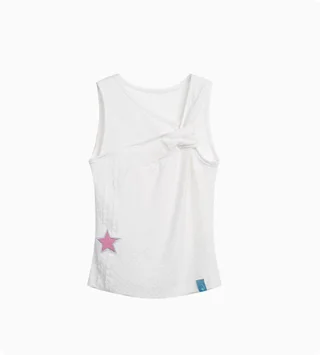 Vest Women's Tencel Polka Dot Texture Shoulder Strap Knot - White