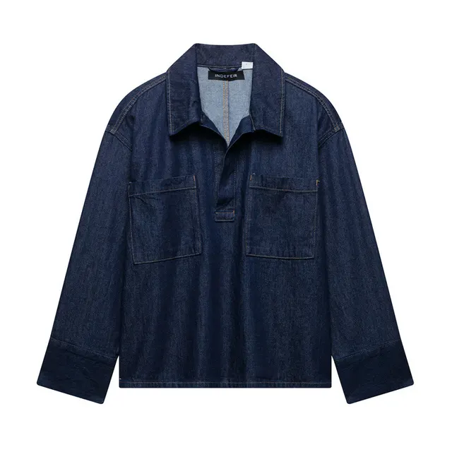 Autumn Leisure Loose Pullover Retro Denim Shirt Picture Color - Shop at LoveMi