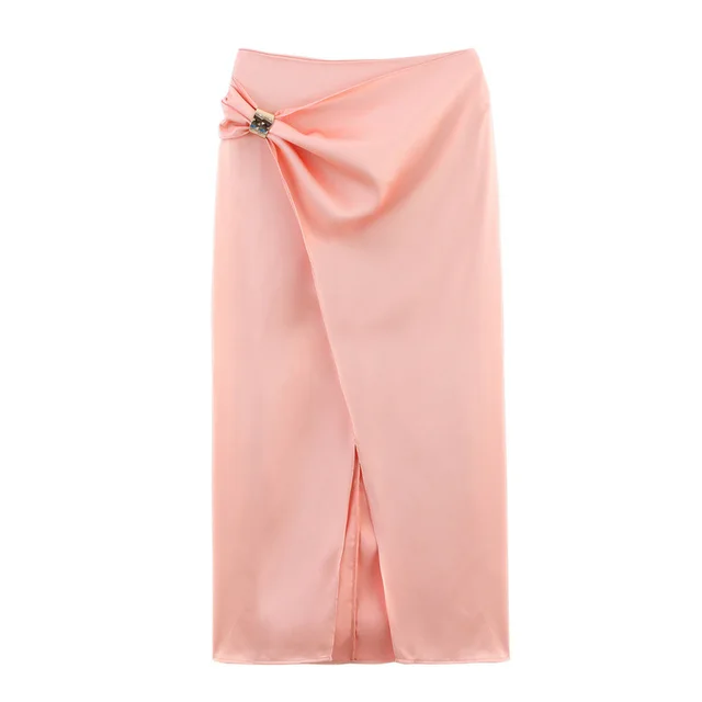 Gold Inlaid Silk Satin Texture Midi Dress - Shop at LoveMi