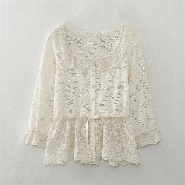 Spring And Summer European And American Style Lace Decorative Knitted Top Picture Color - Shop at LoveMi