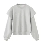 Solid Color Pleated Heavy Fabric Round Neck Long Sleeve Sweater - View 1