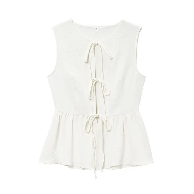 Sleeveless Lace up Top Loose Drape Flared Pants White Top - Shop at LoveMi