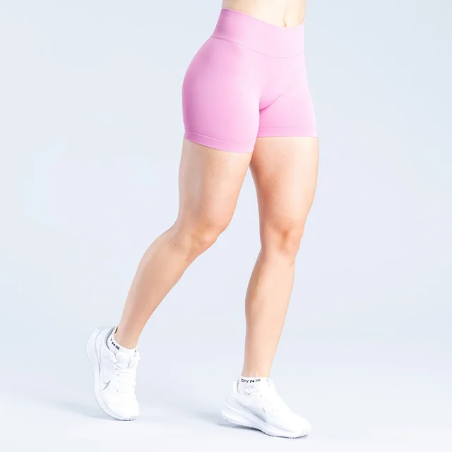 Sports In Stock Seamless Workout Clothes Running Bra Shorts Trousers Suit Shorts Dark Pink - Shop at LoveMi