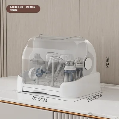 Baby Tableware Draining Rack Dustproof Cover Storage Box Large White Without Bracket - Shop at LoveMi