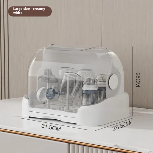 Baby Tableware Draining Rack Dustproof Cover Storage Box Large White Without Bracket - Shop at LoveMi